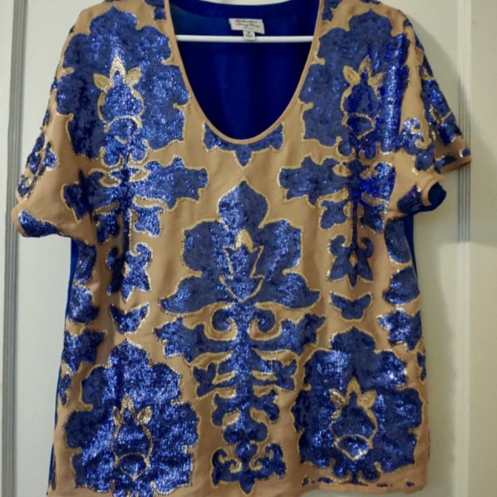 Blue Sequin Top